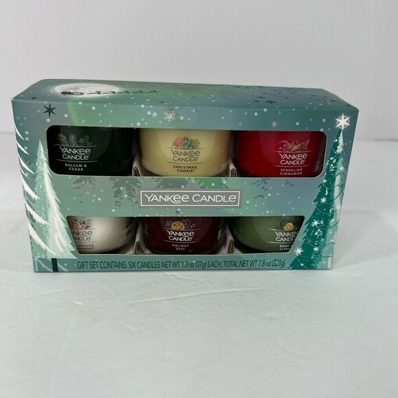 New! Yankee Candle Holiday 6 Pack 1.3oz Glass Multicolor Candle Set - Picture 1 of 8